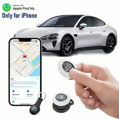 [Summer Deals] Tukio GPS Tracker for Cars & Pets - Mini Clear Design, Weatherproof Case, Anti-Lost Device, Works with Apple Find My Ios Only, IP67 Waterproof, Replaceable Battery Protection