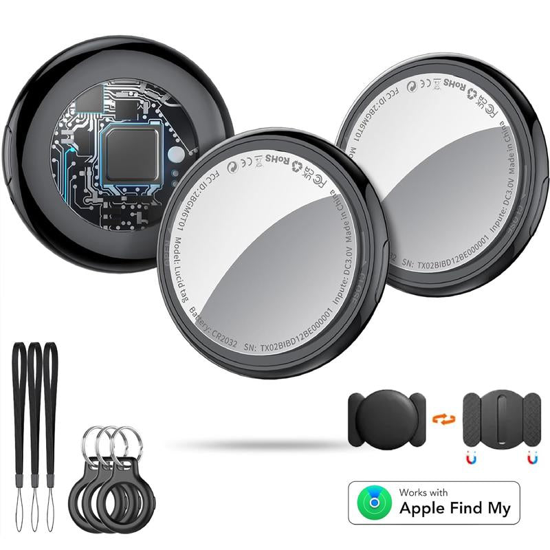 [Summer Deals] Tukio GPS Tracker for Cars & Pets - Mini Clear Design, Weatherproof Case, Anti-Lost Device, Works with Apple Find My Ios Only, IP67 Waterproof, Replaceable Battery Protection
