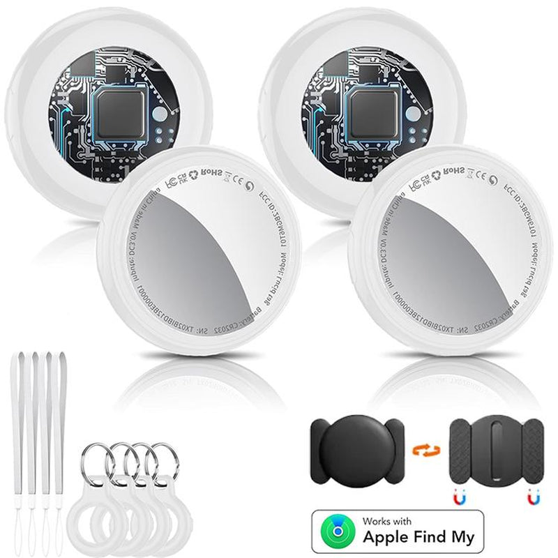 [Summer Deals] Tukio GPS Tracker for Cars & Pets - Mini Clear Design, Weatherproof Case, Anti-Lost Device, Works with Apple Find My Ios Only, IP67 Waterproof, Replaceable Battery Protection